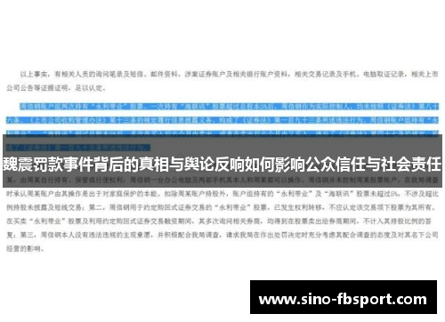 魏震罚款事件背后的真相与舆论反响如何影响公众信任与社会责任