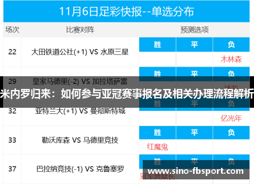 米内罗归来：如何参与亚冠赛事报名及相关办理流程解析