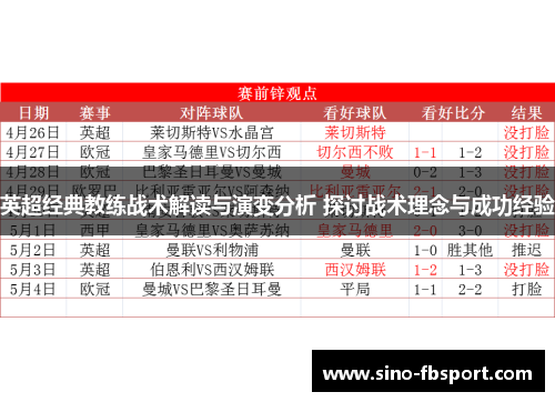 英超经典教练战术解读与演变分析 探讨战术理念与成功经验